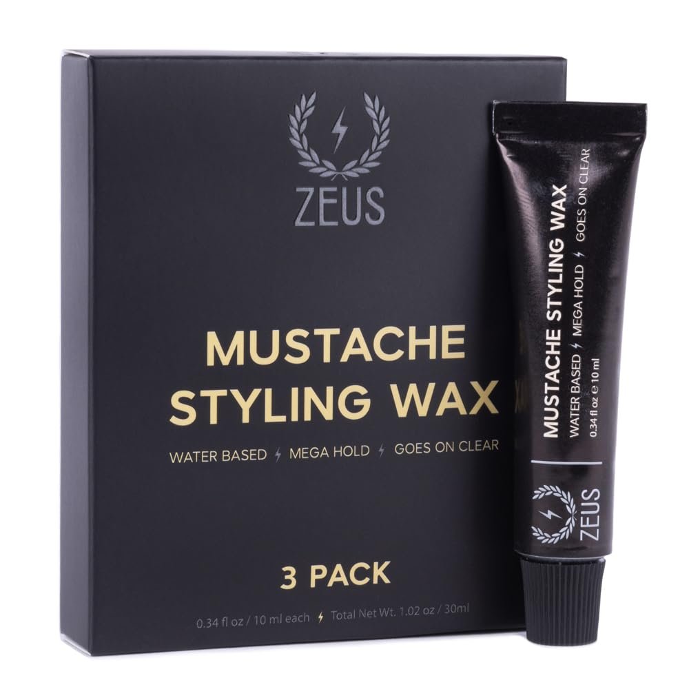 ZEUS Mustache Styling Wax for Men, Water-Based Formula with Mega Hold for a Refined, Long-Lasting Look (Made in Germany) 1.02 Fl. Oz.