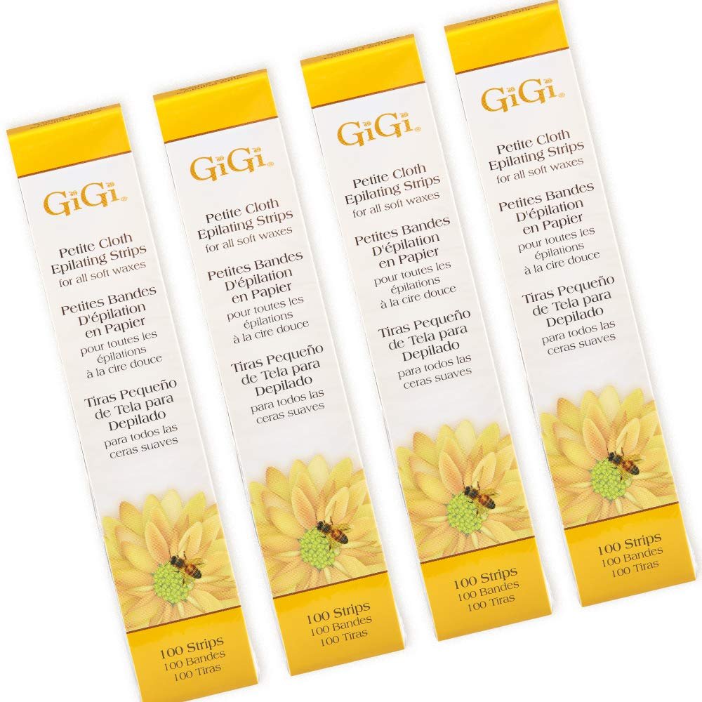 GiGi Waxing Strips for Hair Waxing - Facial Wax Strips for Hair Removal, Petite Cloth Epilating Strip, 4 Pack