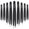 Mudder 12 Pcs Eyebrow Tweezers Set for Facial Hair Stainless Steel Slanted Tip Tweezers in Bulk for Men and Women (Black) view 1