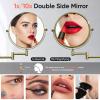 GURUN 8" Wall Mounted Makeup Mirror with 10X Magnification,Two-Sided Swivel Bathroom Mirror,Antique Satin Brass Finish M1306K(8in,10x) view 2