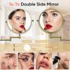 GURUN 8-Inch Double-Sided Wall Mount Makeup Mirror Antique Satin Brass with 7X Magnification Bathroom Mirror for Hotel Antique Satin Brass M1406K(8in,7X) view 2