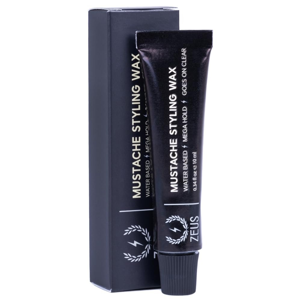 ZEUS Mustache Styling Wax for Men, Water-Based Formula with Mega Hold for a Refined, Long-Lasting Look (Made in Germany) 0.34 Fl. Oz.