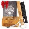 Viking Revolution Beard Comb & Beard Brush Set for Men -- Natural Boar Bristle Brush and Dual Action Pear Wood Comb w/Velvet Travel Pouch - Great for Grooming Beards and Mustaches view 1