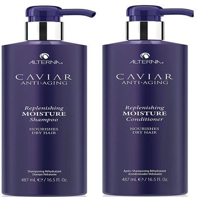 Alterna Haircare CAVIAR Anti-Aging Replenishing Moisture Shampoo and Conditioner Set, 16.5 Fl Oz | Protects, Restores and Hydrates | Sulfate Free