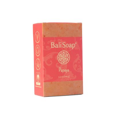 Bali Soap - Papaya Natural Soap Bar for Men & Women - Vegan, Handmade, Exfoliating - 3 Pack, 3.5 Oz each