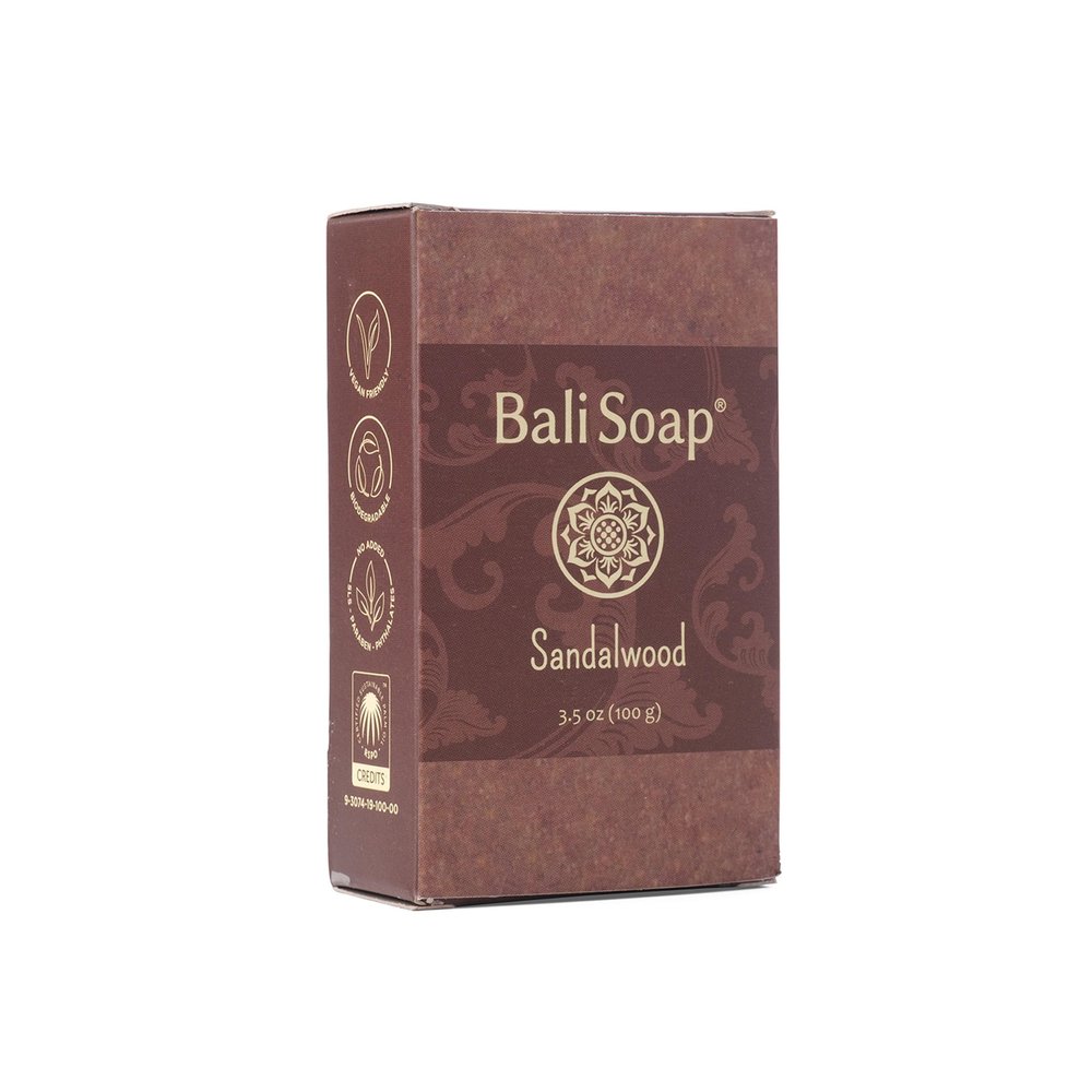 Bali Soap - Sandalwood Natural Bar Soap for Men & Women - Botanical, Cold Process, Vegan, Handmade, Exfoliating - 3 Pack, 3.5 Oz each