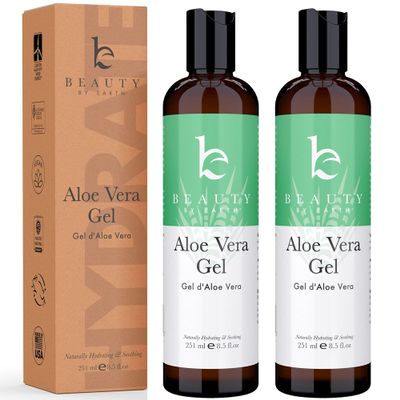 Beauty by Earth Aloe Vera Gel - USA Made with Natural & Organic Ingredients, Pure Aloe Vera Plant Gel for Face Mask, Hair & Skin with Vitamin C & E, Soothing and Cooling for Sunburn & After Sun Care