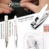 3 Swords Germany - brand quality 5 piece manicure pedicure grooming kit set with synthetic leather case ostrich white - Made in Germany view 3