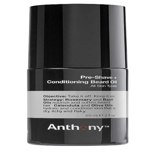 Anthony Pre-Shave and Conditioning Beard Oil, 2 Fl Oz, Contains Rosemary, Basil, Olive and Calendula Oils, Hydrates, Softens, Nourishes, and Conditions Skin