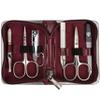 3 Swords Germany - brand quality 6 piece manicure pedicure kit set for professional finger & toe nail care with synthetic leather case - Made in Germany - burgundy view 1