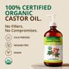 RejuveNaturals Castor Oil (16oz Glass Bottle) USDA Certified Organic, 100% Pure, Cold Pressed, Hexane Free. Boost Hair Growth for Thicker, Fuller Hair, Lashes & Eyebrows. view 2