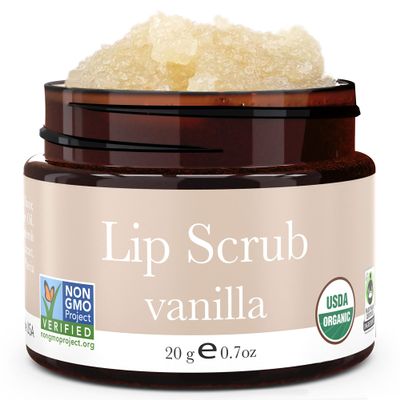 USDA Organic Lip Scrub Vanilla - USA Made with Natural Ingredients, Valentines Day Gifts, Moisturizing Scrub Exfoliator for Dry Lips, Lip Sugar Scrubber Exfoliator for Smooth Lips, Small Beauty Gifts