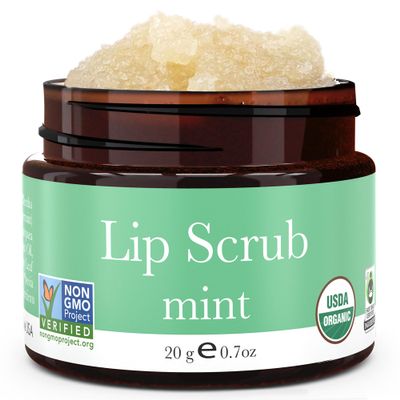 USDA Organic Lip Scrub Mint - USA Made with Natural Ingredients, Valentines Day Gifts, Moisturizing Scrub Exfoliator for Dry Lips, Lip Sugar Scrubber Exfoliator for Smooth Lips, Small Beauty Gifts
