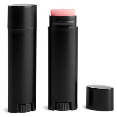 .15 Oz. Black Oval Lip Balm Plastic Tubes with Black Caps (144 Tubes)