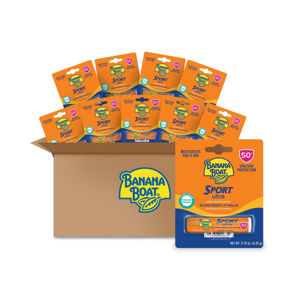 Banana Boat Sport Ultra SPF 50 Lip Sunscreen Bulk Pack | SPF Lip Balm, Oxybenzone Free, Travel Sunblock, Travel Size Sunscreen for Lips, 10 Pack