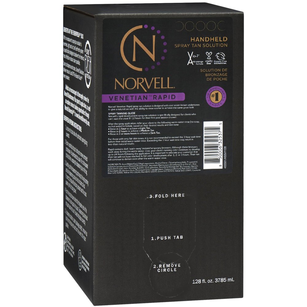 Norvell Premium Rapid Spray Tan Solution Venetian One 128 fl oz Professional Sunless Tanning Formula for Ultra Fast Natural Bronze Glow, Streak Free, Fast Drying, Long Lasting Color