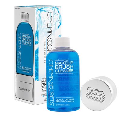 Cinema Secrets Original Blue Vanilla Makeup Brush Cleaner Kit - Professional Cleanser + Cleansing Tin for Makeup Brushes - Quick-Dry, Rinse-Free Formula - Removes Stubborn Waterproof Make Up (8 fl oz)