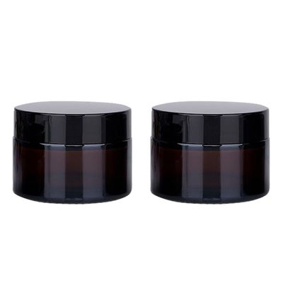 2PCS 100ML/100G Brown Glass Refillable Make Up Jars with Liners and Screw Black Cap Empty Face Cream Lip Balm Storage Container Pot Bottle Jar for Beauty Essential Oils Cosmetic Cream Lotion (100ml)