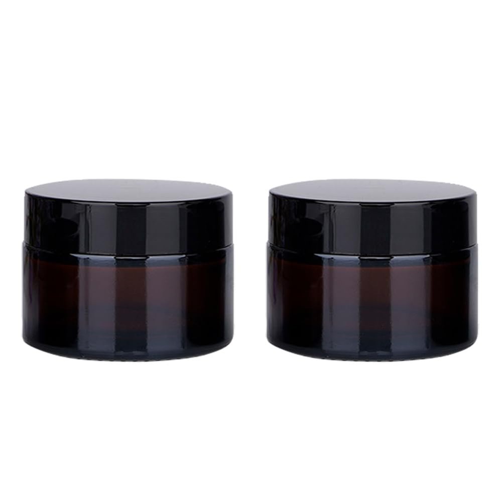 2PCS 100ML/100G Brown Glass Refillable Make Up Jars with Liners and Screw Black Cap Empty Face Cream Lip Balm Storage Container Pot Bottle Jar for Beauty Essential Oils Cosmetic Cream Lotion (100ml)