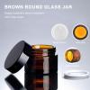 2PCS 100ML/100G Brown Glass Refillable Make Up Jars with Liners and Screw Black Cap Empty Face Cream Lip Balm Storage Container Pot Bottle Jar for Beauty Essential Oils Cosmetic Cream Lotion (100ml) view 4
