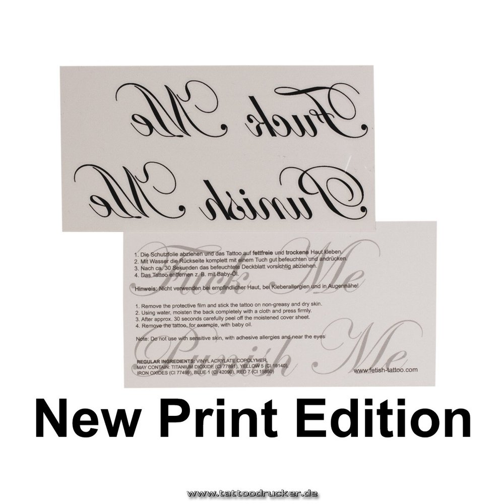 10 x Punish Me/Fuck Me Tattoo Letterin in Black- Sexy Kinky Tattoo