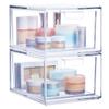 STORi Audrey Stackable Clear Bin Plastic Organizer Drawers | 2 Piece Set | Organize Cosmetics and Beauty Supplies on a Vanity | Made in USA view 1