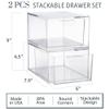 STORi Audrey Stackable Clear Bin Plastic Organizer Drawers | 2 Piece Set | Organize Cosmetics and Beauty Supplies on a Vanity | Made in USA view 3
