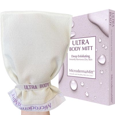 MicrodermaMitt ULTRA Exfoliating Mitt - The Ultimate Deep Exfoliating Body Scrubber Kese Glove Keratosis Pilaris, Strawberry Skin Treatment, Reduce Ingrown Hair, Turkish Body Scrubber Exfoliator