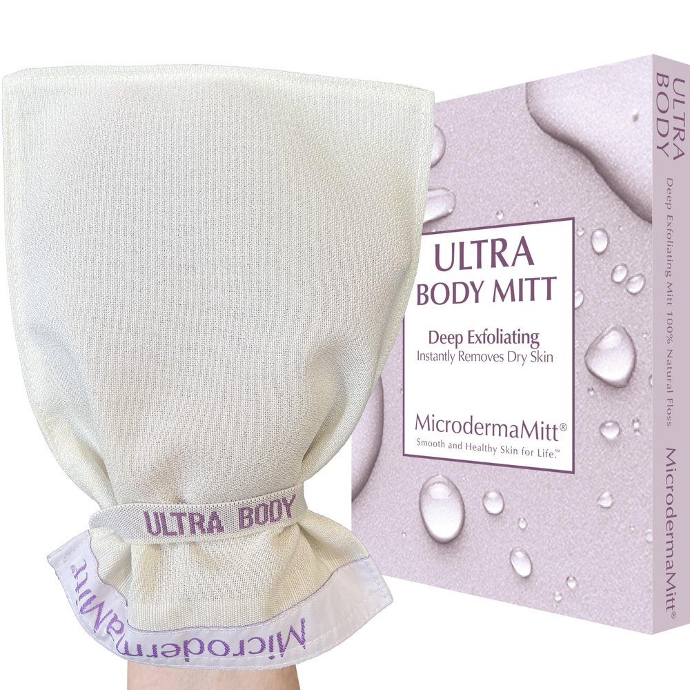 MicrodermaMitt ULTRA Exfoliating Mitt - The Ultimate Deep Exfoliating Body Scrubber Kese Glove Keratosis Pilaris, Strawberry Skin Treatment, Reduce Ingrown Hair, Turkish Body Scrubber Exfoliator
