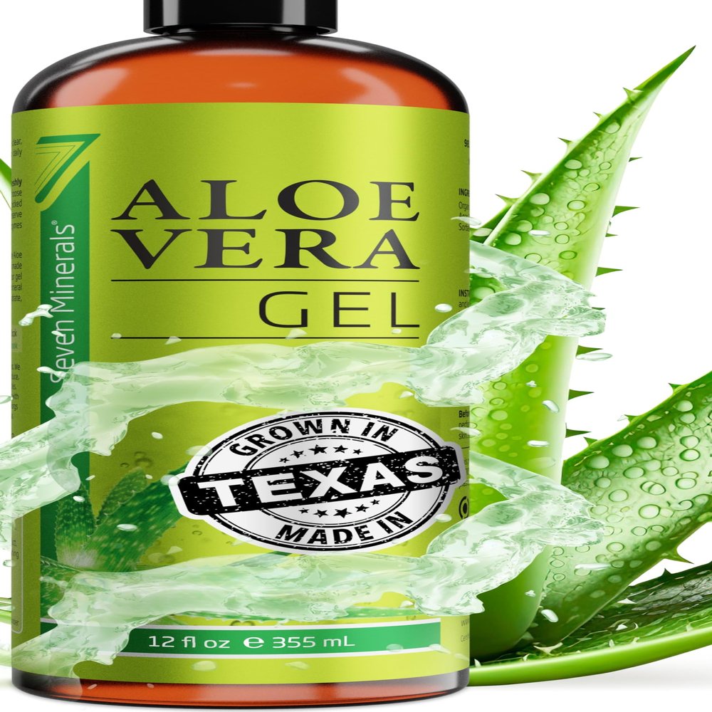 Seven Minerals Aloe Vera Gel - 99% Organic, Big 12 oz - NO XANTHAN, so it Absorbs Rapidly with No Sticky Residue - made from REAL JUICE, NOT POWDER