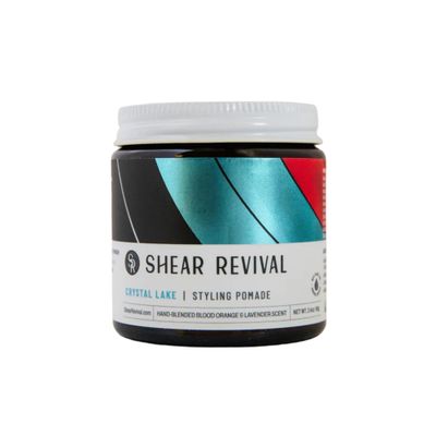 Shear Revival Crystal Lake Styling Cream Pomade for Men & Women - Medium Hold, Natural Finish for All Hair Types, 99% All Natural Ingredients, Blood Orange & Lavender Scent, Travel Friendly 3.4oz
