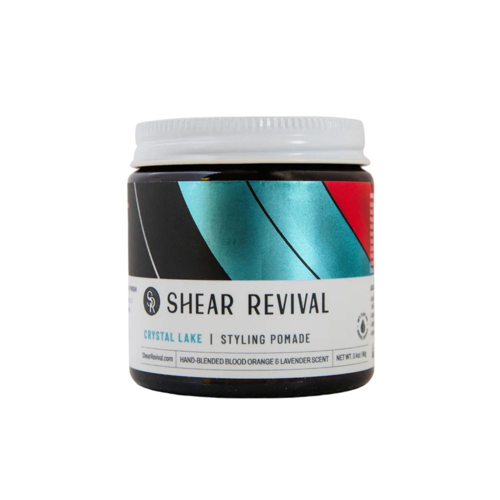 Shear Revival Crystal Lake Styling Cream Pomade for Men & Women - Medium Hold, Natural Finish for All Hair Types, 99% All Natural Ingredients, Blood Orange & Lavender Scent, Travel Friendly 3.4oz