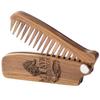 Beard Comb for Men Pocket Folding Combs for Mustache & Hair Travel Natural Wooden Comb with Real Man Engraving - Perfect for Use w/Beard Balm Oil (Wavy Half Skull) (Model RM) view 1