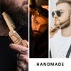 Beard Comb for Men Pocket Folding Combs for Mustache & Hair Travel Natural Wooden Comb with Real Man Engraving - Perfect for Use w/Beard Balm Oil (Wavy Half Skull) (Model RM) view 4