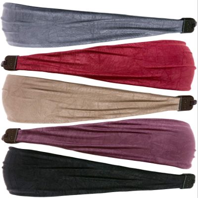 Hipsy Adjustable & Stretchy Crushed Xflex Wide Headbands for Women Girls & Teens (Crushed Black/Plum/Taupe/Burgundy/Grey 5pk)