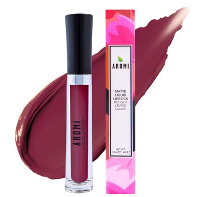 Aromi Maroon Burgundy Matte Liquid Lipstick | Long-Lasting Lip Color for Women, Bordeaux Wine, Dark Red, Blue Undertones, Vegan, Waterproof, (Red Dahlia)