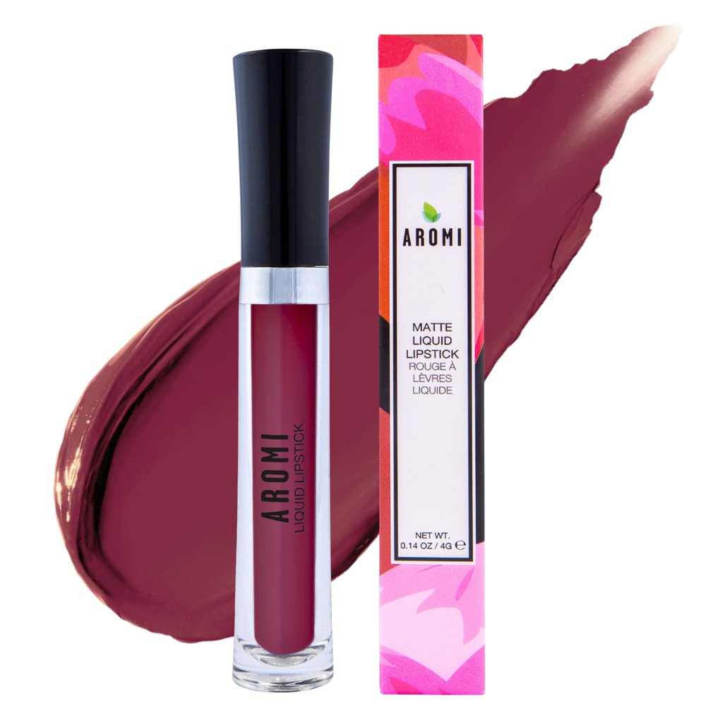 Aromi Maroon Burgundy Matte Liquid Lipstick | Long-Lasting Lip Color for Women, Bordeaux Wine, Dark Red, Blue Undertones, Vegan, Waterproof, (Red Dahlia)