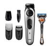 Braun Beard Trimmer Hair Clippers for Men, Cordless & Rechargeable, Mini Foil Shaver with Gillette ProGlide Razor, Black/Silver, 6 Piece Set view 1