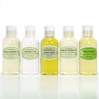 5 Variety Set All Natural Premium Organic 100% Pure Oils (Fractionated Coconut, Unrefined Extra Virgin Avocado, Apricot Kernel, Grapeseed, Sweet Almond) Hair Skin Nails Care