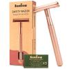 Bambaw Safety Razor for Women with 5 Double Edge Blades, Double Edge Razor, Single Blade Razors for Women and Men, Reusable & Plastic Free  Rose Gold view 1