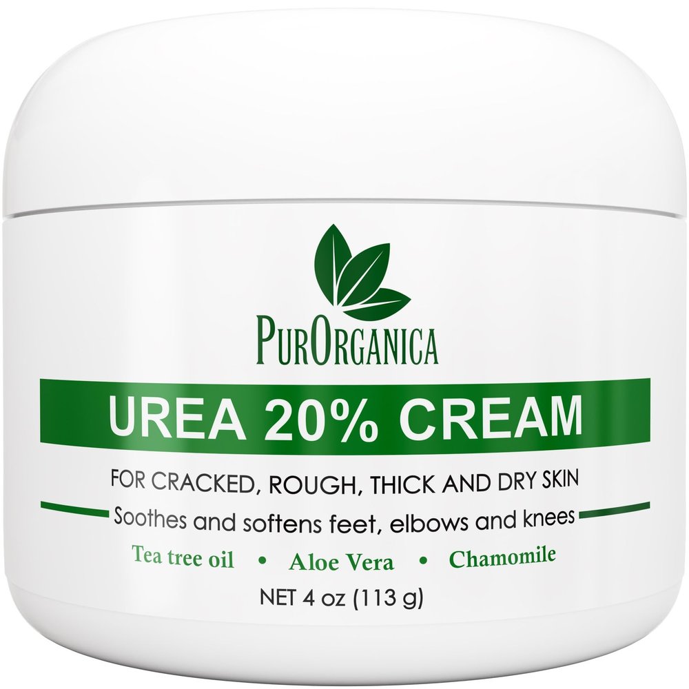 PurOrganica Urea 20% Healing Cream 4 oz - Best Callus Remover - Moisturizes and Rehydrates Hands, Feet and Knees to a Healthy Appearance - Soothes and Softens Thick, Cracked, Rough Dead and Dry Skin