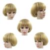 NEWPECK Girls Golden Mushroom Wig Short Bob Wig With Bangs Blonde Bowl Cut Wig Cap For Women view 3
