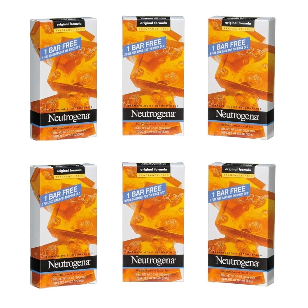 Neutrogena Transparent Facial Bar Unscented Pack, (Pack of 6)