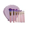 10 pcs Mermaid Blush Cosmetic Brushes Kit Powder Brushes With Shell Cosmetic Bag (Pink Gold) view 1