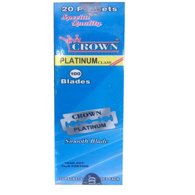 Crown Platinum Double Edge Safety Razor Blades, 100 blades (20x5)