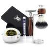 Complete Vintage Style Men's Shaving Set |Synthetic Brush, DE Safety Razor(Blades Not Included) Dual Stand, Bowl & Soap view 1