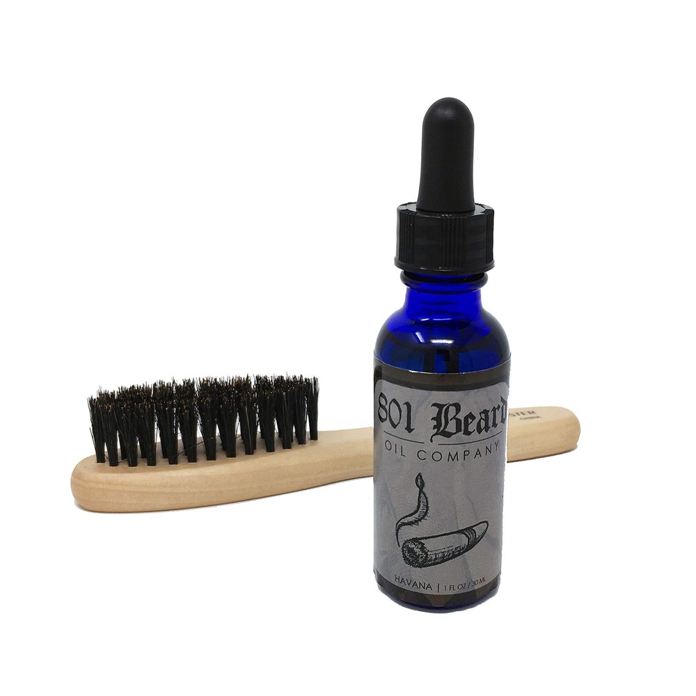 801 Beard Oil Co. Havana Oil and Beard Brush Duo