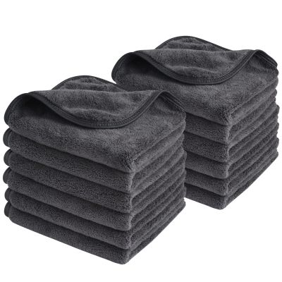 SINLAND Absorbent Coral Velvet Washcloth Ultra Soft Microfiber Face Towels 12 x 12 inch Multi-Purpose Face Cloths for Household and Sport