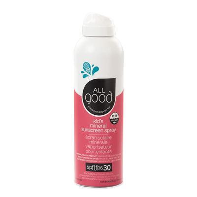 All Good Baby & Kids Sunscreen Spray - UVA/UVB Broad Spectrum, SPF 30, Zinc Oxide, Coral Reef Friendly, Water Resistant, Calendula, Aloe (6 oz)