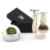 Complete 5Pcs Classic Men's Shaving Set |Top Grade Silver Tip Brush, DE Safety (Blades Not Inc), Dual Stand, Bowl & Soap view 1